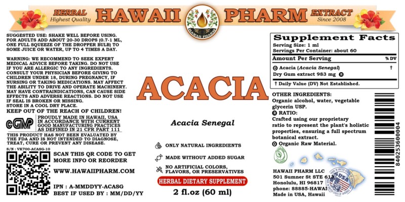 label of Acacia (<i>Acacia Senegal</i>) Dry Gum Tincture