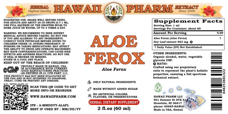 label of Aloe Ferox (<i>Aloe Ferox</i>) Dry Leaf Tincture