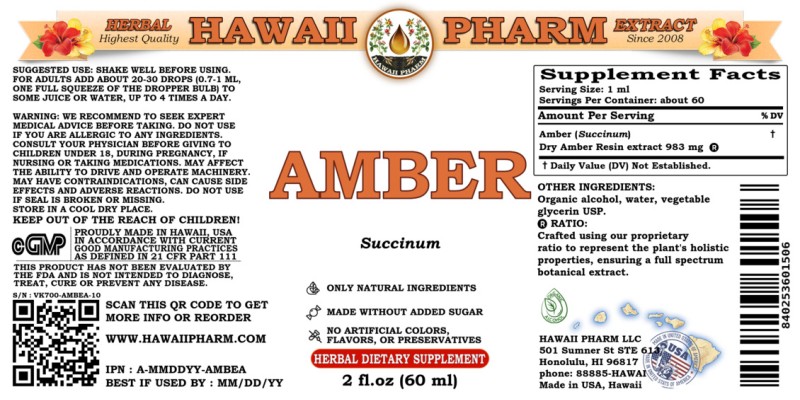 label of Amber (<i>Succinum</i>) Dry Amber Resin Tincture