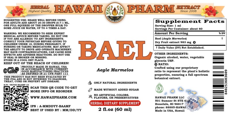 label of Bael (<i>Aegle Marmelos</i>) Dry Fruit Tincture