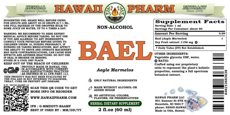 label of Bael (<i>Aegle Marmelos</i>) Dry Fruit Glycerite