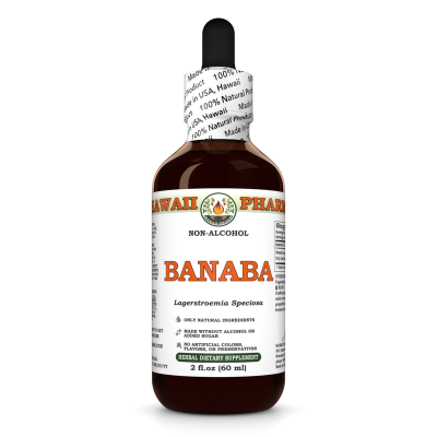 Banaba, Giant Crepe-Myrtle (Lagerstroemia Speciosa) Tincture, Dried Leaf ALCOHOL-FREE Liquid Extract, Banaba, Glycerite Herbal Supplement