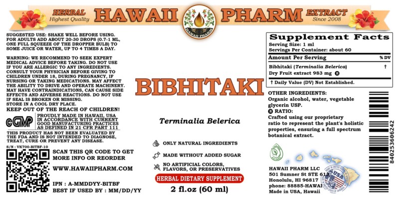 label of Bibhitaki (<i>Terminalia Belerica</i>) Dry Fruit Tincture