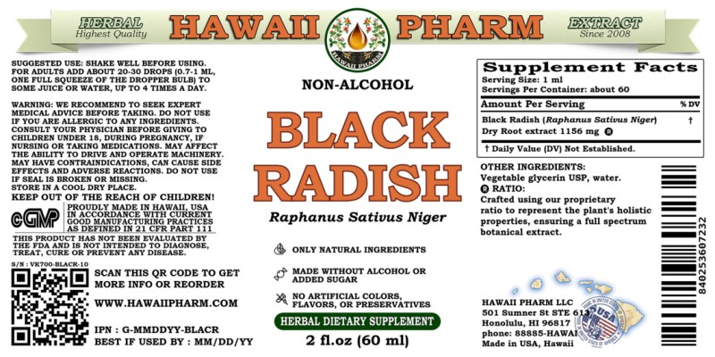 label of Black Radish (<i>Raphanus Sativus Niger</i>) Dry Root Glycerite