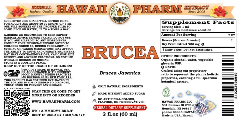 label of Brucea (<i>Brucea Javanica</i>) Dry Fruit Tincture