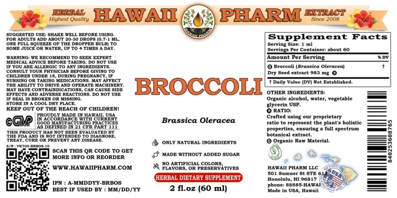 label of Broccoli (<i>Brassica Oleracea</i>) Dry Seed Tincture