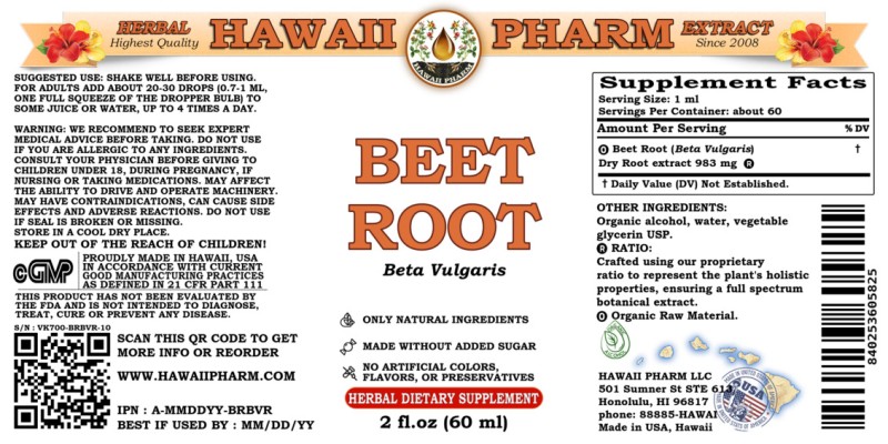 label of Beet Root (<i>Beta Vulgaris</i>) Dry Root Tincture