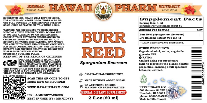 label of Burr Reed (<i>Sparganium Emersum</i>) Dry Rhizome Tincture