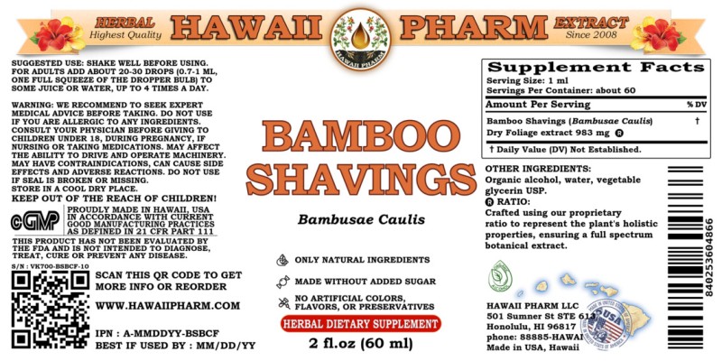 label of Bamboo Shavings (<i>Bambusae Caulis</i>) Dry Foliage Tincture