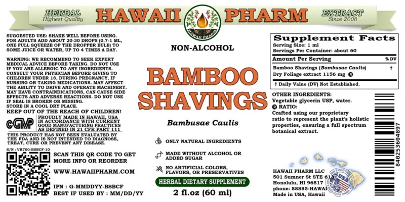label of Bamboo Shavings (<i>Bambusae Caulis</i>) Dry Foliage Glycerite