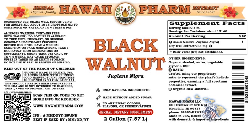label of Black Walnut (<i>Juglans Nigra</i>) Dry Hull Tincture
