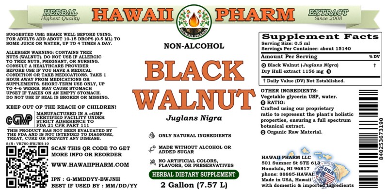 label of Black Walnut (<i>Juglans Nigra</i>) Dry Hull Glycerite