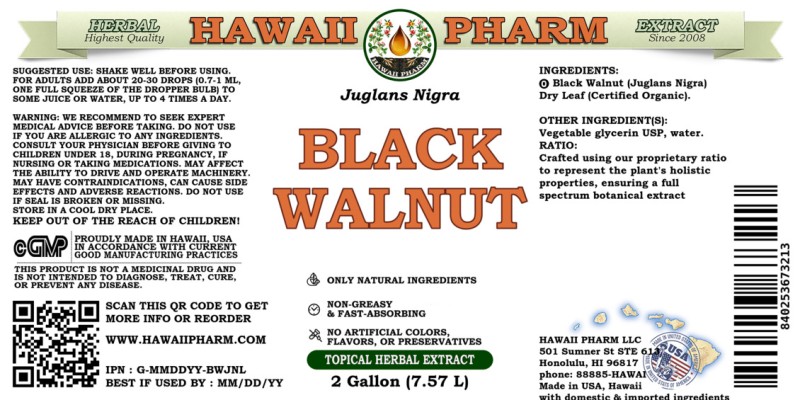 label of Black Walnut (<i>Juglans Nigra</i>) Dry Leaf Glycerite