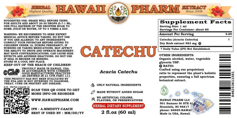 label of Catechu (<i>Acacia Catechu</i>) Dry Herb Tincture