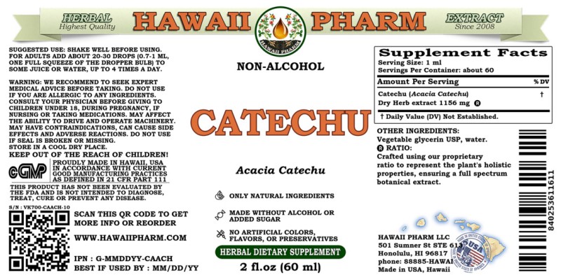 label of Catechu (<i>Acacia Catechu</i>) Dry Herb Glycerite