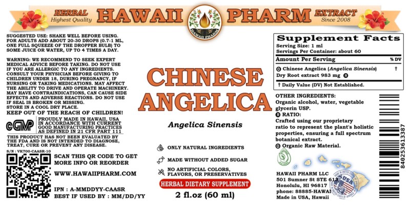 label of Chinese Angelica (<i>Angelica Sinensis</i>) Dry Root Tincture