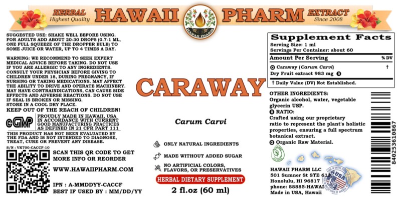 label of Caraway (<i>Carum Carvi</i>) Dry Fruit Tincture