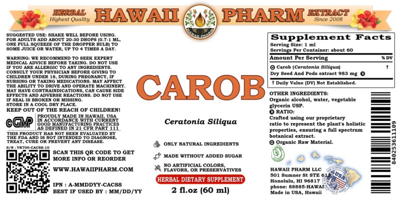 label of Carob (<i>Ceratonia Siliqua</i>) Dry Seed And Pods Tincture