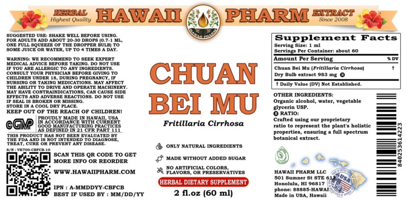 label of Chuan Bei Mu (<i>Fritillaria Cirrhosa</i>) Dry Bulb Tincture