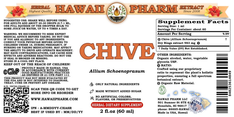 label of Chive (<i>Allium Schoenoprasum</i>) Dry Rings Tincture