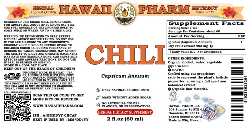 label of Chili (<i>Capsicum Annuum</i>) Dry Fruit Tincture