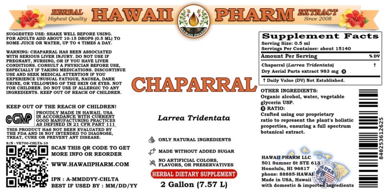 label of Chaparral (<i>Larrea Tridentata</i>) Dry Aerial Parts Tincture