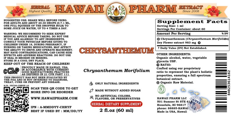 label of Chrysanthemum (<i>Chrysanthemum Morifolium</i>) Dry Flower Tincture