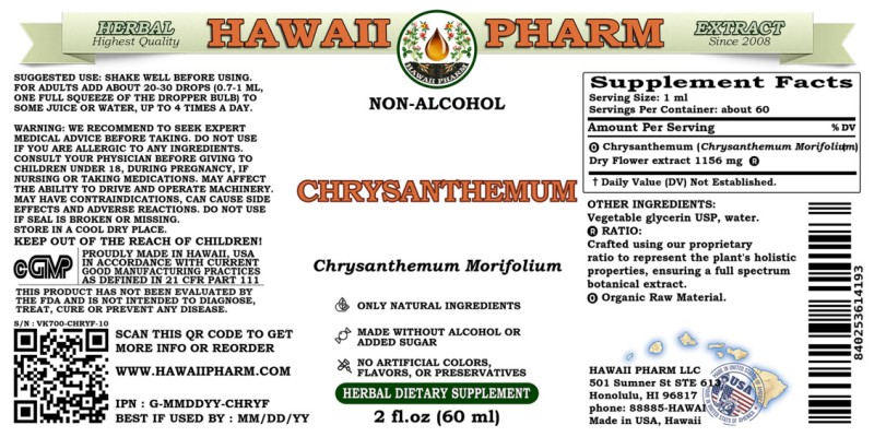 label of Chrysanthemum (<i>Chrysanthemum Morifolium</i>) Dry Flower Glycerite