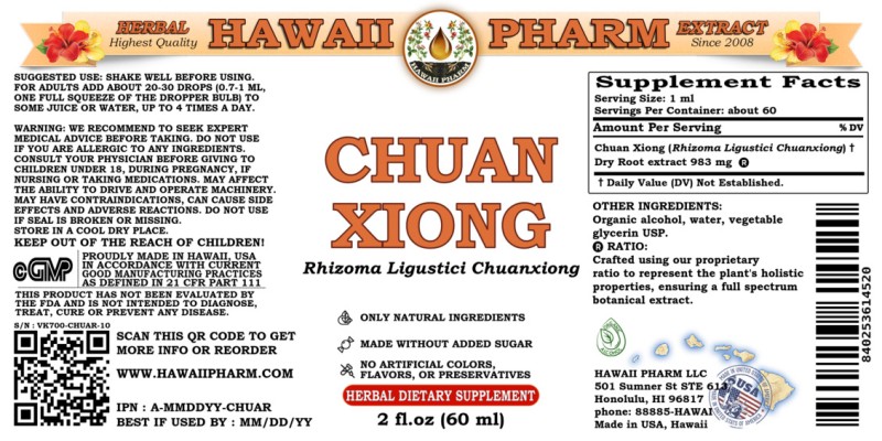 label of Chuan Xiong (<i>Rhizoma Ligustici Chuanxiong</i>) Dry Root Tincture