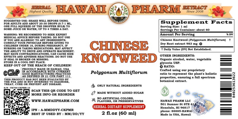 label of Chinese Knotweed (<i>Polygonum Multiflorum</i>) Dry Root Tincture
