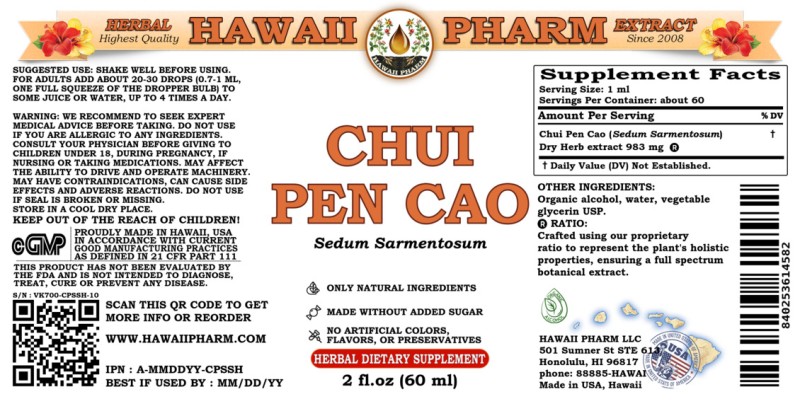 label of Chui Pen Cao (<i>Sedum Sarmentosum</i>) Dry Herb Tincture