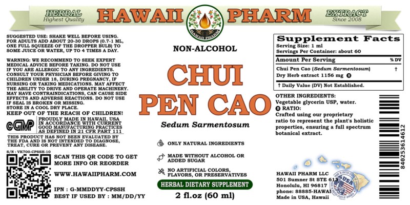 label of Chui Pen Cao (<i>Sedum Sarmentosum</i>) Dry Herb Glycerite