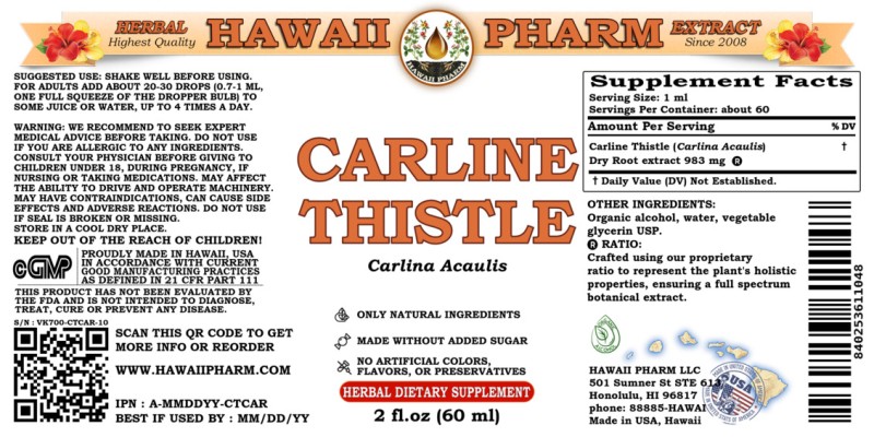 label of Carline Thistle (<i>Carlina Acaulis</i>) Dry Root Tincture