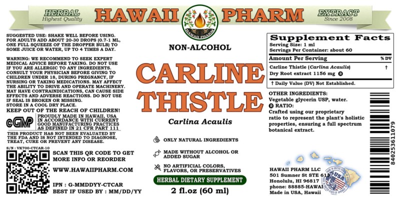 label of Carline Thistle (<i>Carlina Acaulis</i>) Dry Root Glycerite