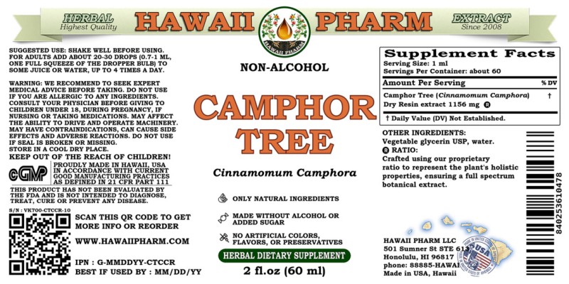label of Camphor Tree (<i>Cinnamomum Camphora</i>) Dry Resin Glycerite