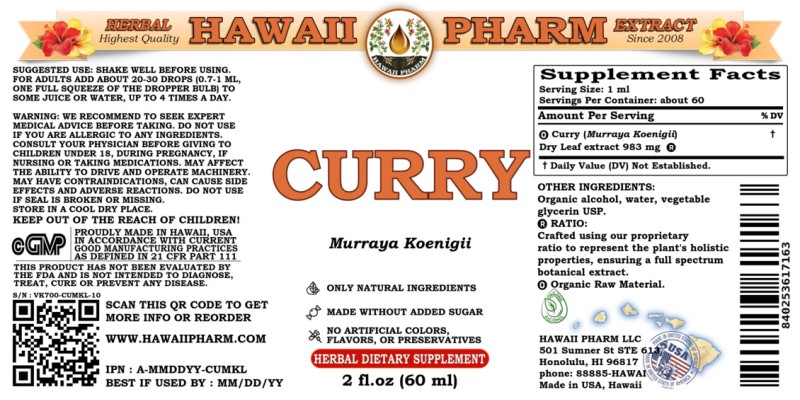 label of Curry (<i>Murraya Koenigii</i>) Dry Leaf Tincture