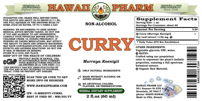 label of Curry (<i>Murraya Koenigii</i>) Dry Leaf Glycerite