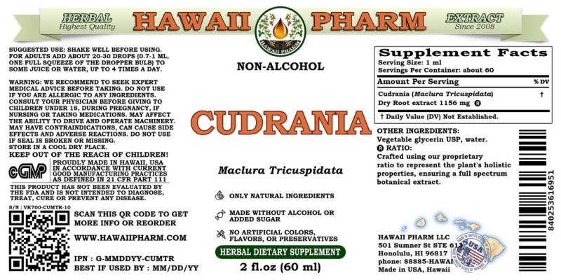 label of Cudrania (<i>Maclura Tricuspidata</i>) Dry Root Glycerite