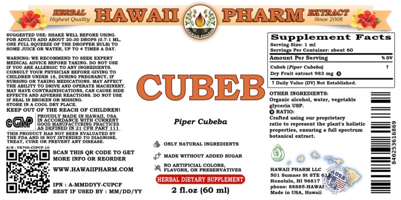 label of Cubeb (<i>Piper Cubeba</i>) Dry Fruit Tincture