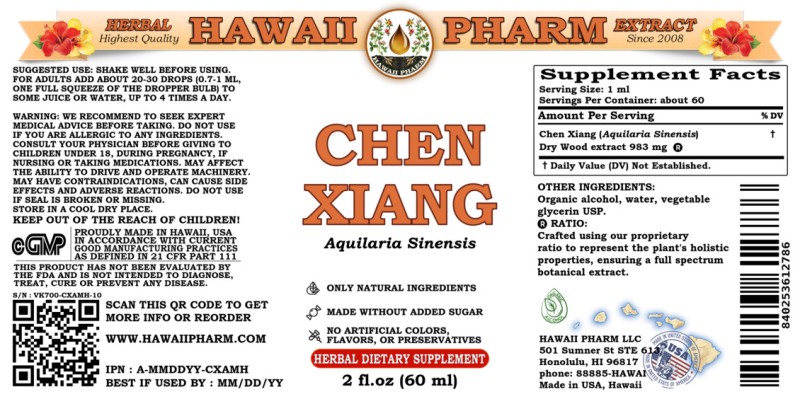 label of Chen Xiang (<i>Aquilaria Sinensis</i>) Dry Wood Tincture