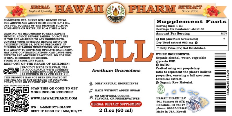 label of Dill (<i>Anethum Graveolens</i>) Dry Weed Tincture