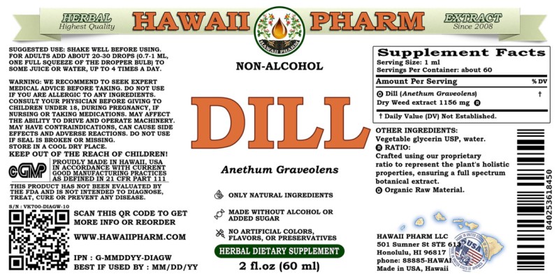 label of Dill (<i>Anethum Graveolens</i>) Dry Weed Glycerite