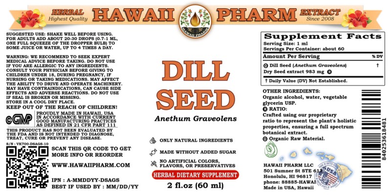 label of Dill Seed (<i>Anethum Graveolens</i>) Dry Seed Tincture