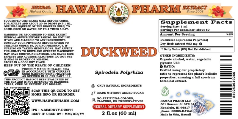 label of Duckweed (<i>Spirodela Polyrhiza</i>) Dry Herb Tincture