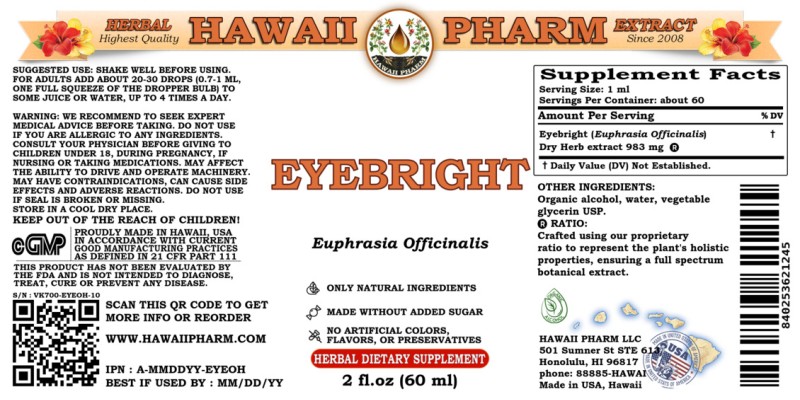 label of Eyebright (<i>Euphrasia Officinalis</i>) Dry Herb Tincture
