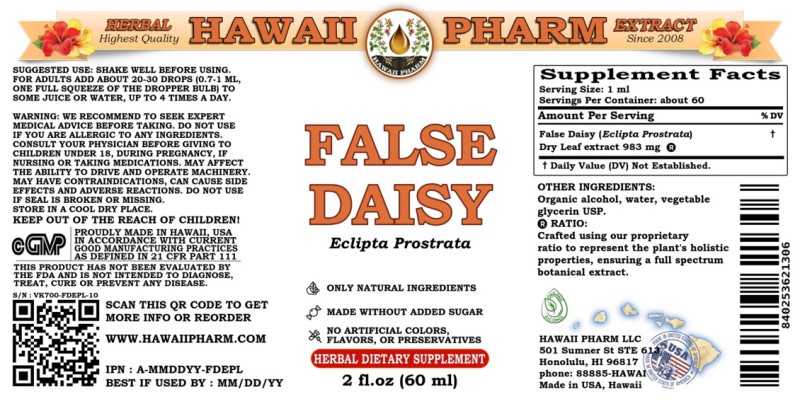 label of False Daisy (<i>Eclipta Prostrata</i>) Dry Leaf Tincture