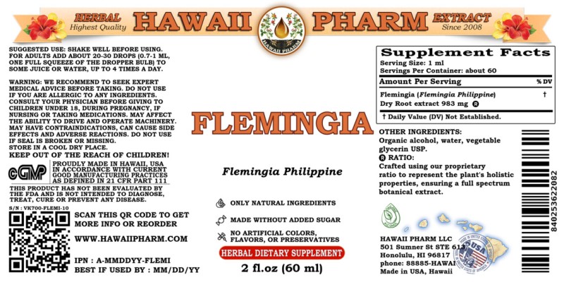 label of Flemingia (<i>Flemingia Philippine</i>) Dry Root Tincture
