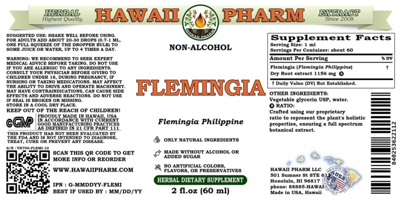 label of Flemingia (<i>Flemingia Philippine</i>) Dry Root Glycerite