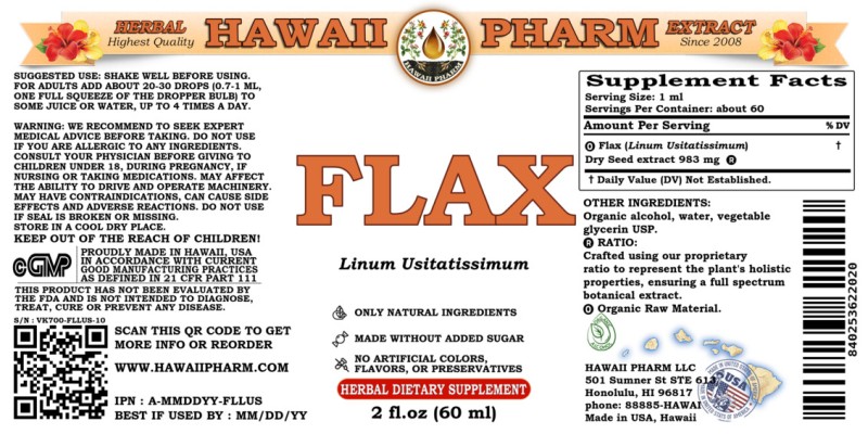 label of Flax (<i>Linum Usitatissimum</i>) Dry Seed Tincture
