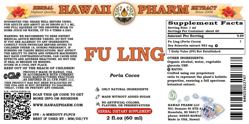 label of Fu Ling (<i>Poria Cocos</i>) Dry Sclerotia Tincture